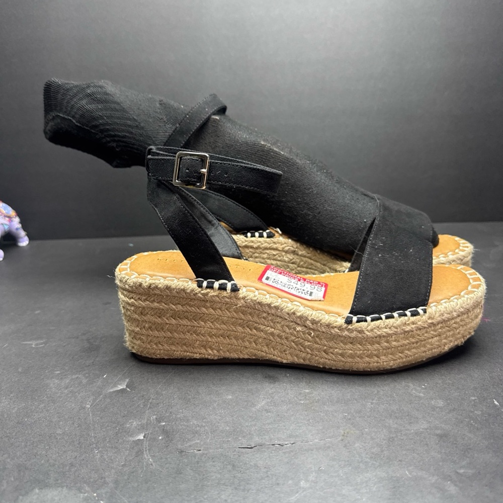 Black Espadrille Wedge‎ Sandals